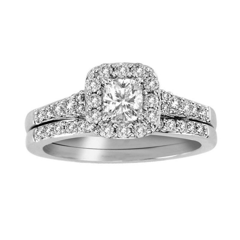 1ctw Diamond Halo Promise Forever Bridal Set