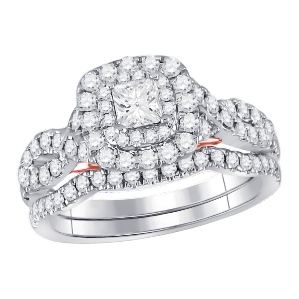 Bellissimo 1.25ctw Certified Diamond Double Halo Bridal Set