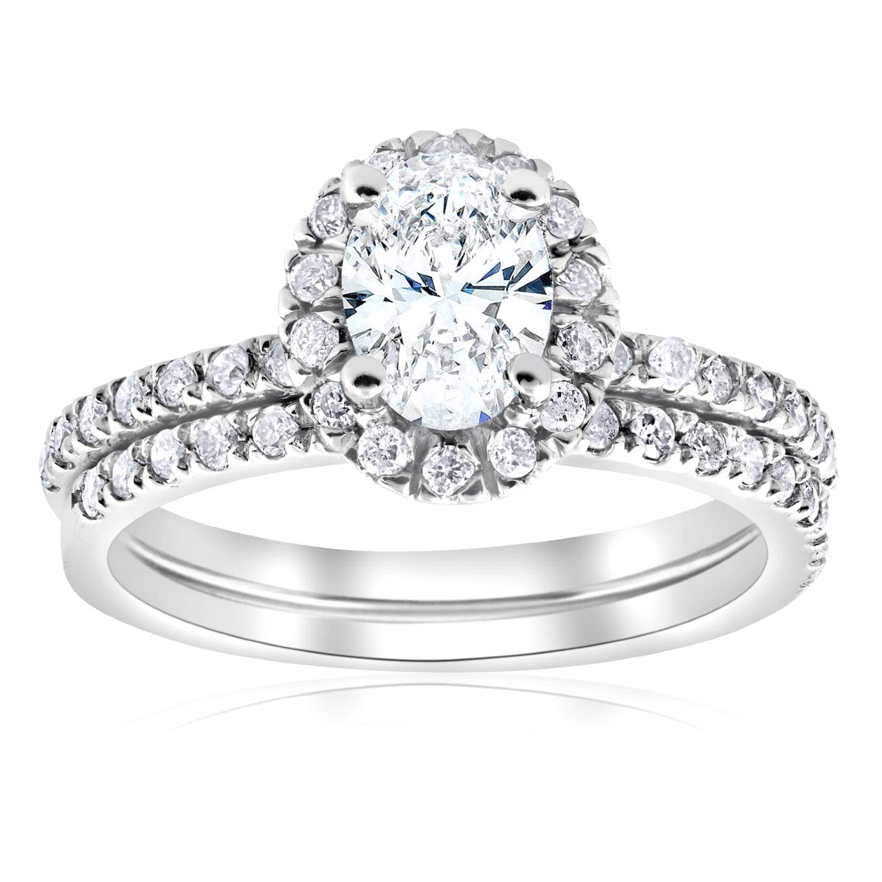 1-1/2ctw Certified Lab-Grown Diamond Halo Bridal Set