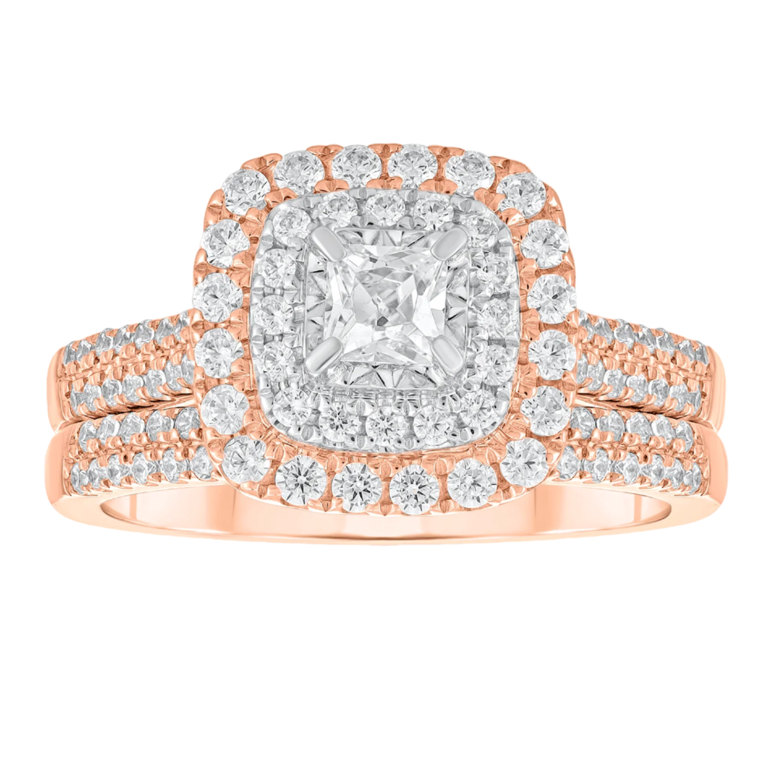 1ctw Diamond Double Halo Promise Forever Bridal Set