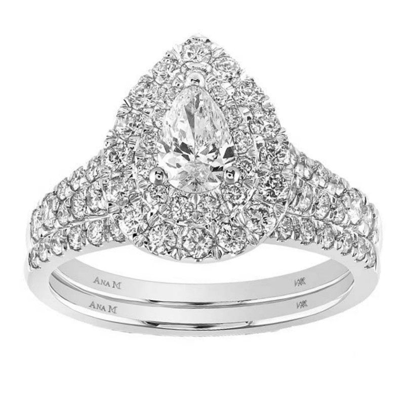 Ana M 1.50ctw Certified Diamond Double Halo Bridal Set