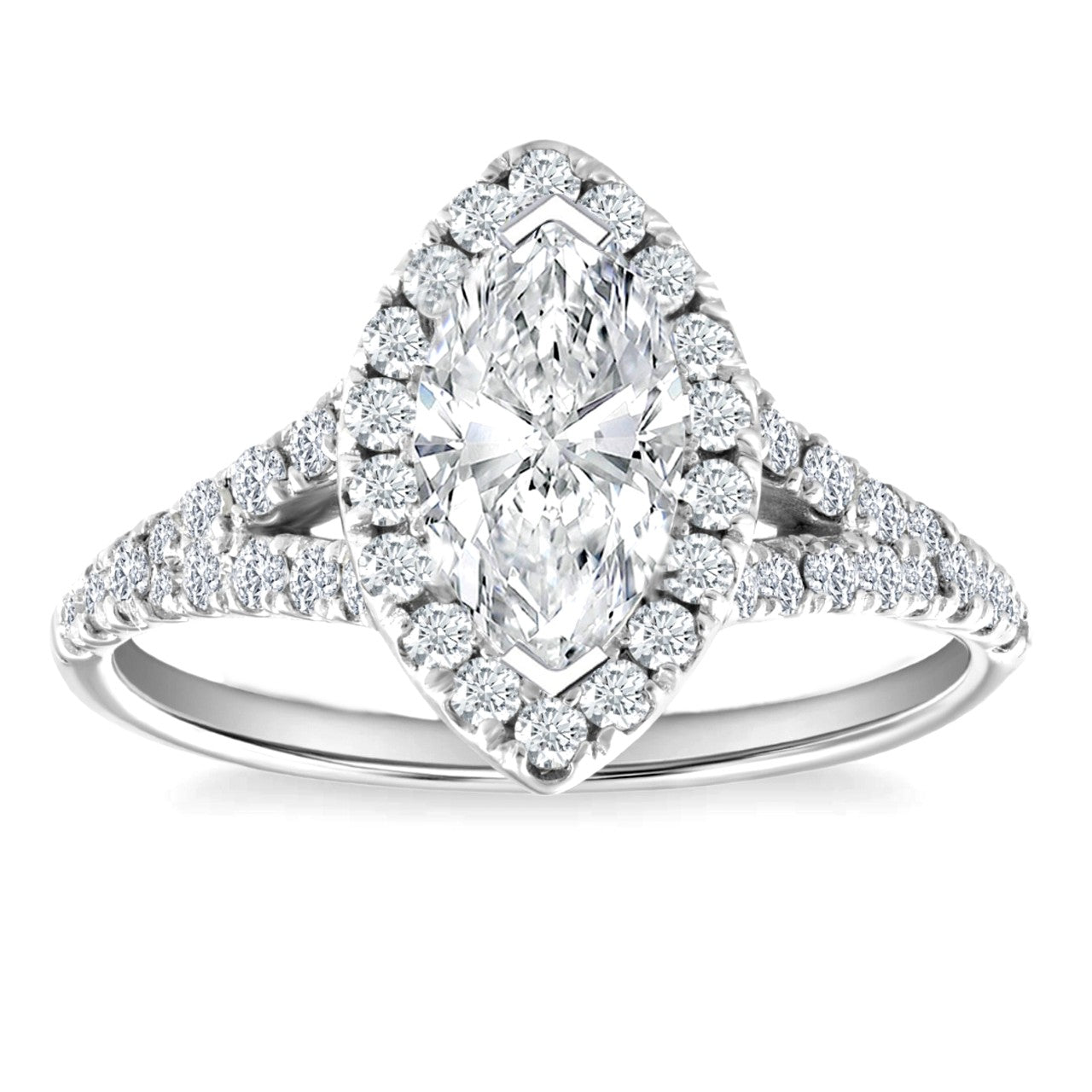 1-3/8ctw Lab Grown Marquise Diamond Halo Engagement Ring