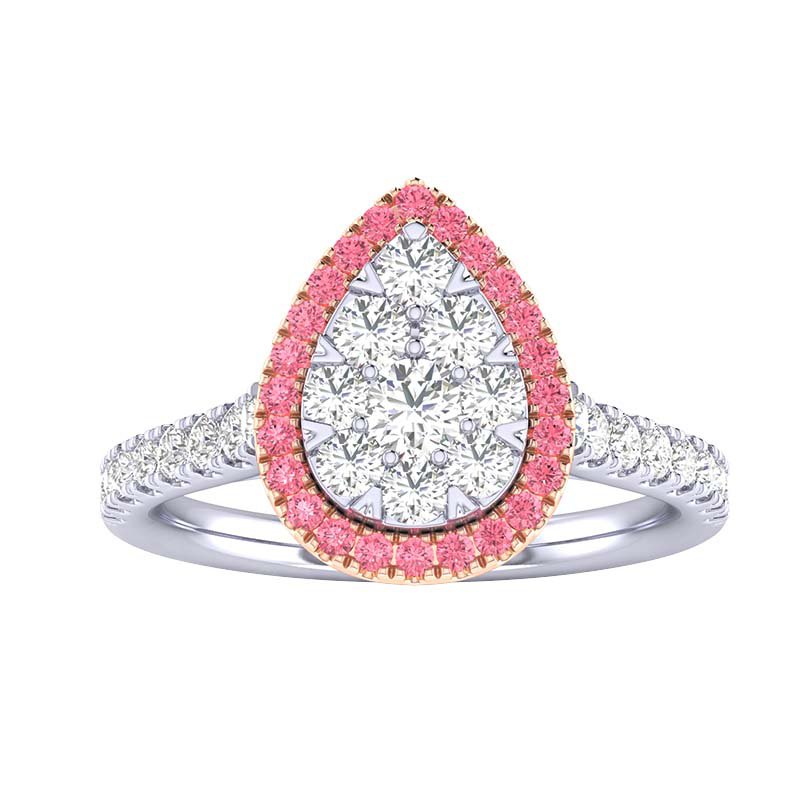 1ctw Pink Lab Grown Diamond Halo Ring