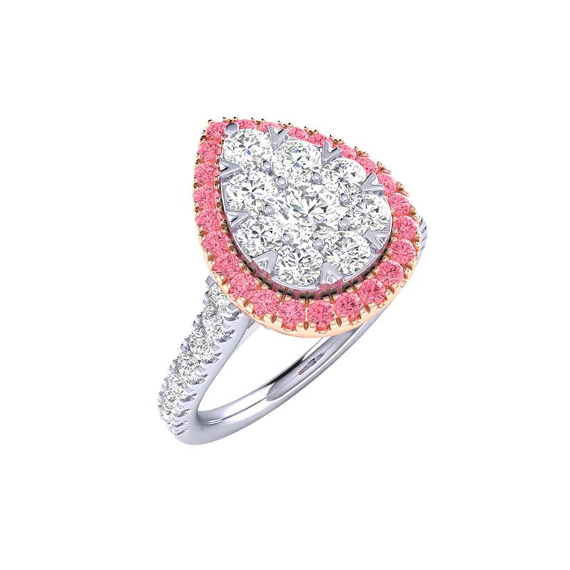 1ctw Pink Lab Grown Diamond Halo Ring