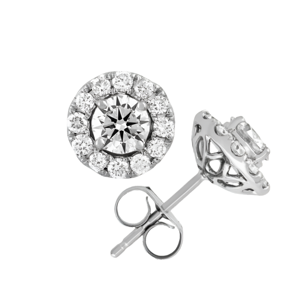 1ctw Certified Lab Grown Diamond Halo Stud Earrings