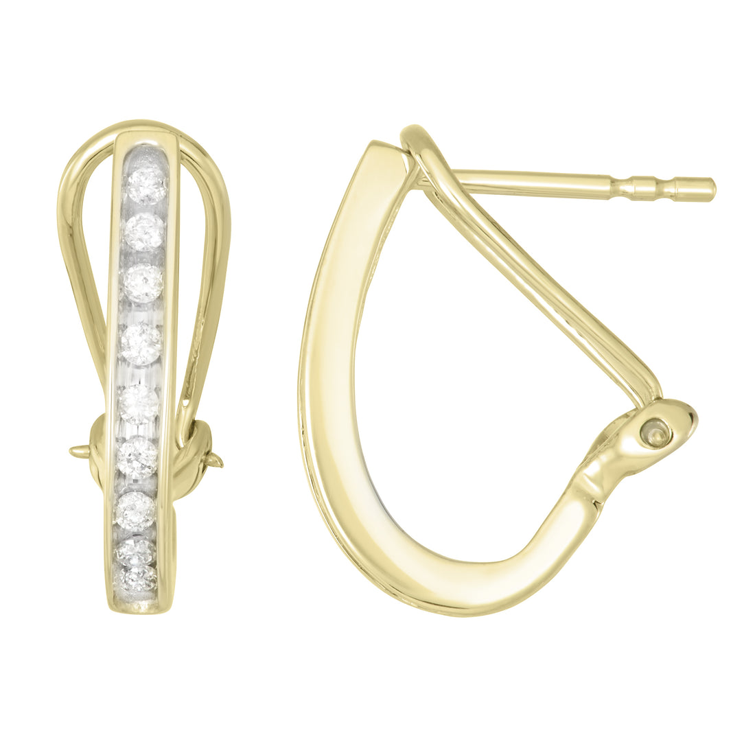 1/4ctw Diamond Omega Hoop Earrings