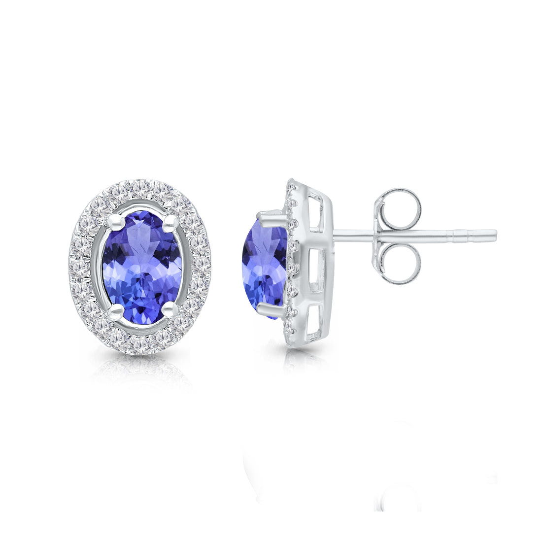 Kallati Tanzanite Diamond Halo Stud Earrings