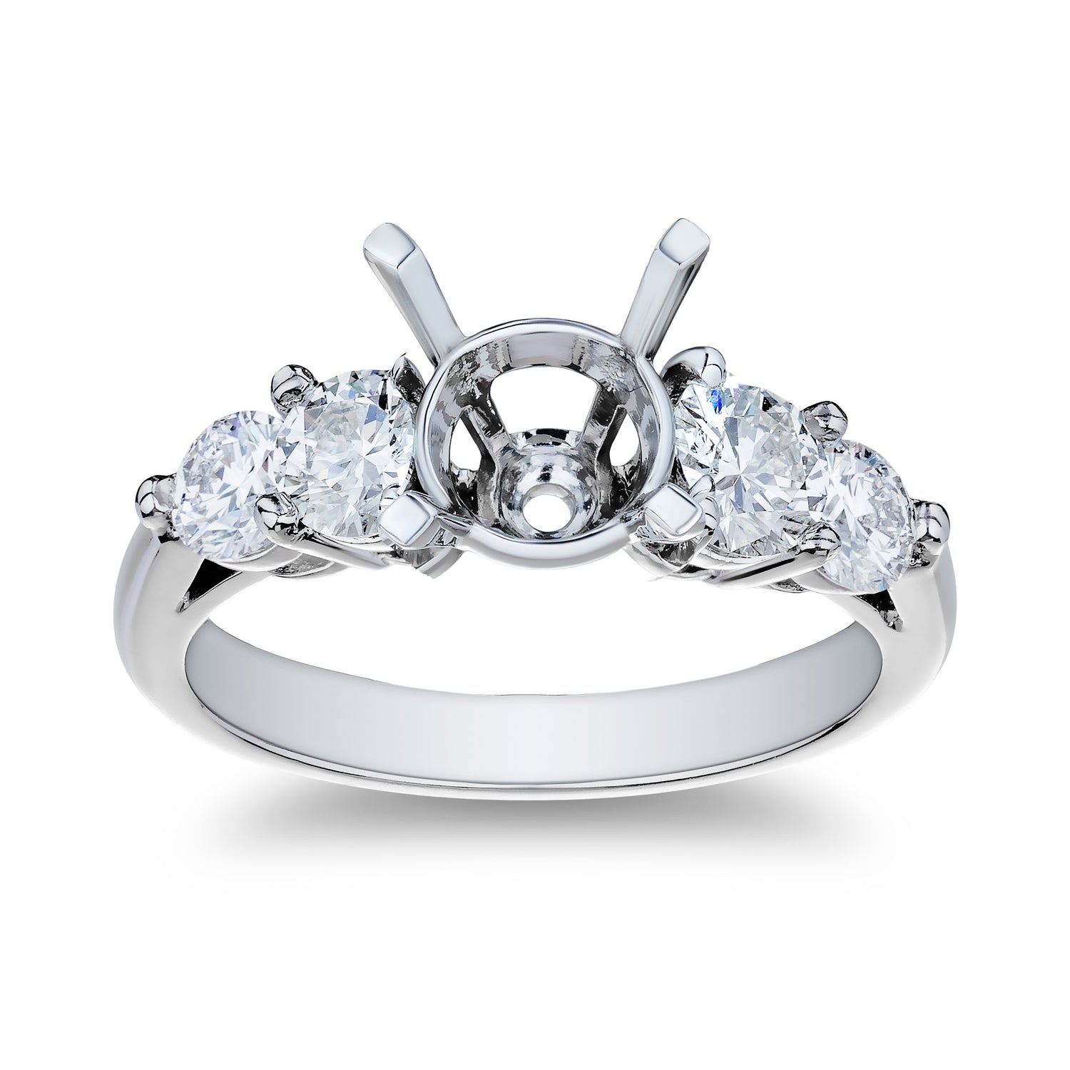 1.12ctw Five Stone Semi Mount Platinum Engagement Ring