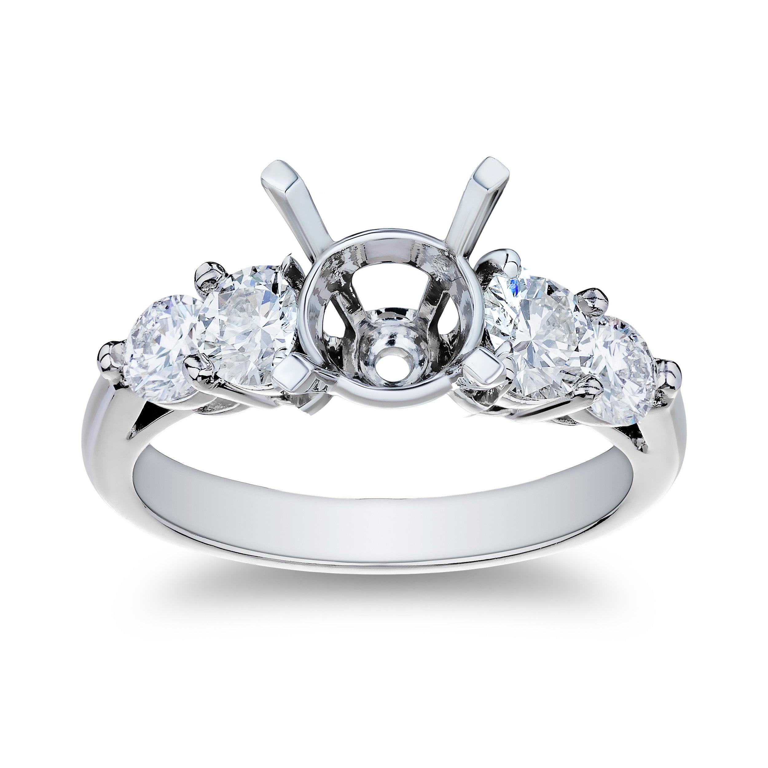 1.12ctw Five Stone Semi Mount Platinum Engagement Ring