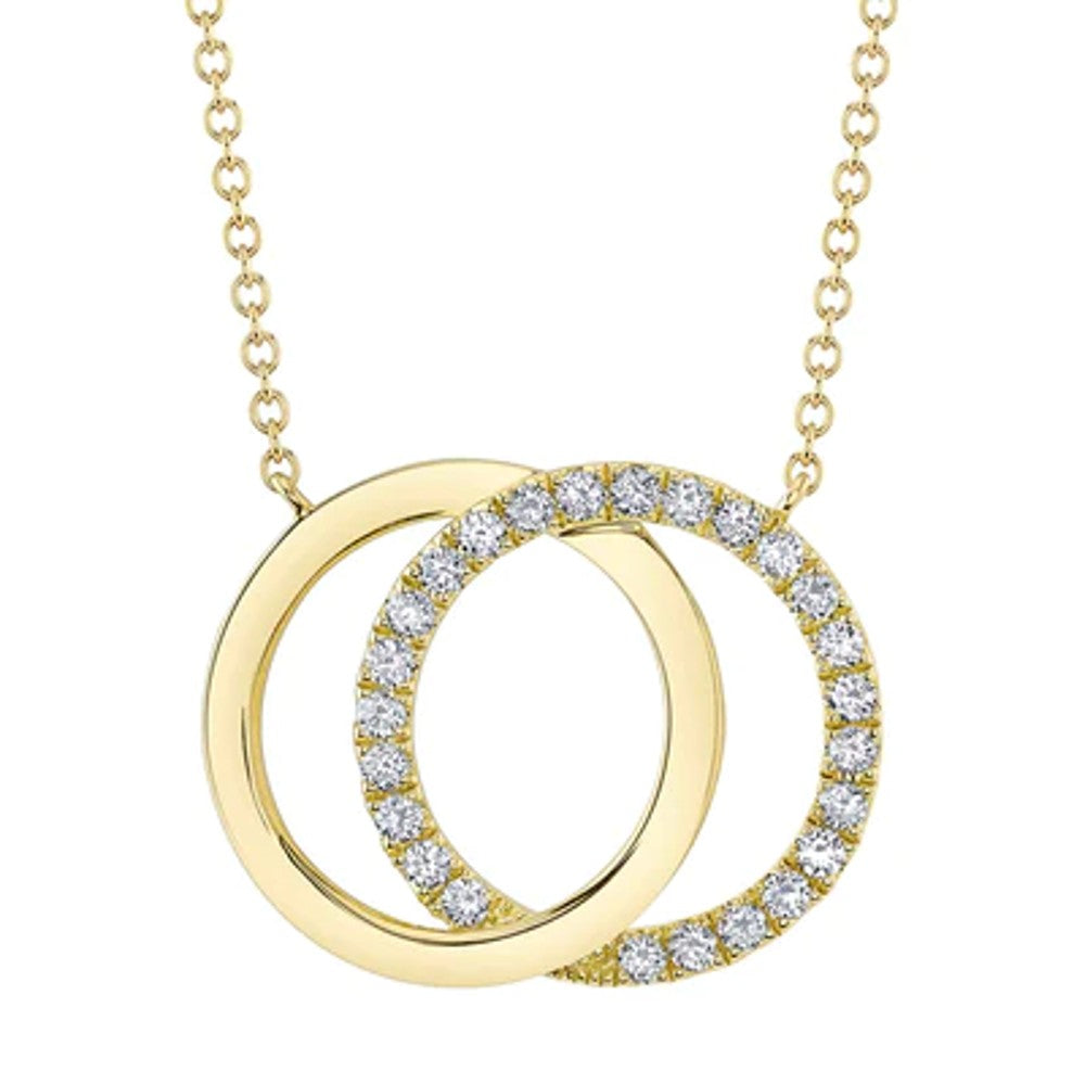 Shy Creation .31ctw Diamond Love Knot Circle Necklace