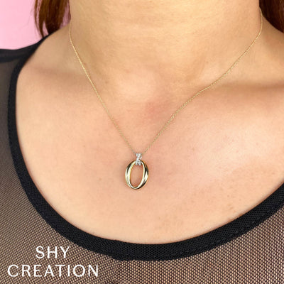 Shy Creation .04ctw Diamond Oval Pendant