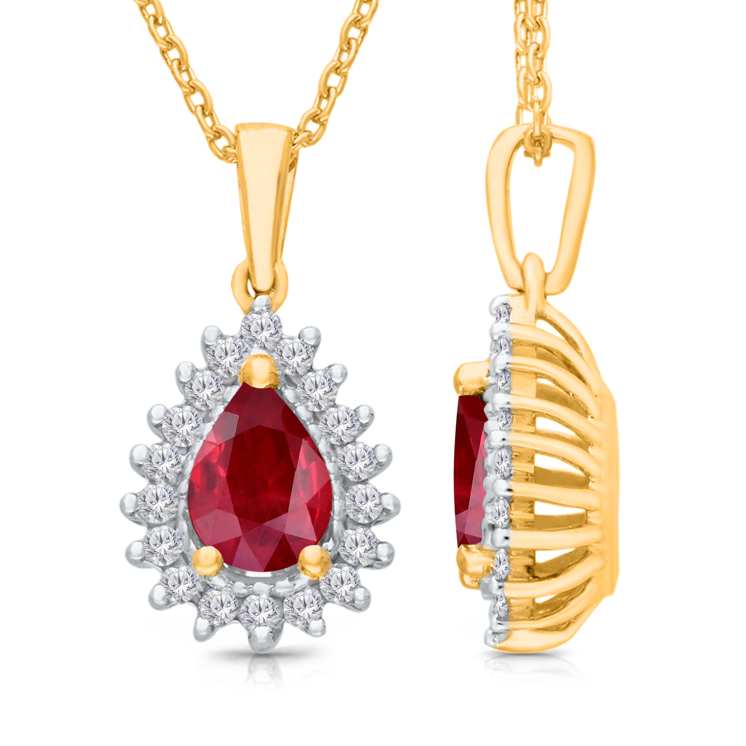 Kallati Ruby Diamond Halo Pendant