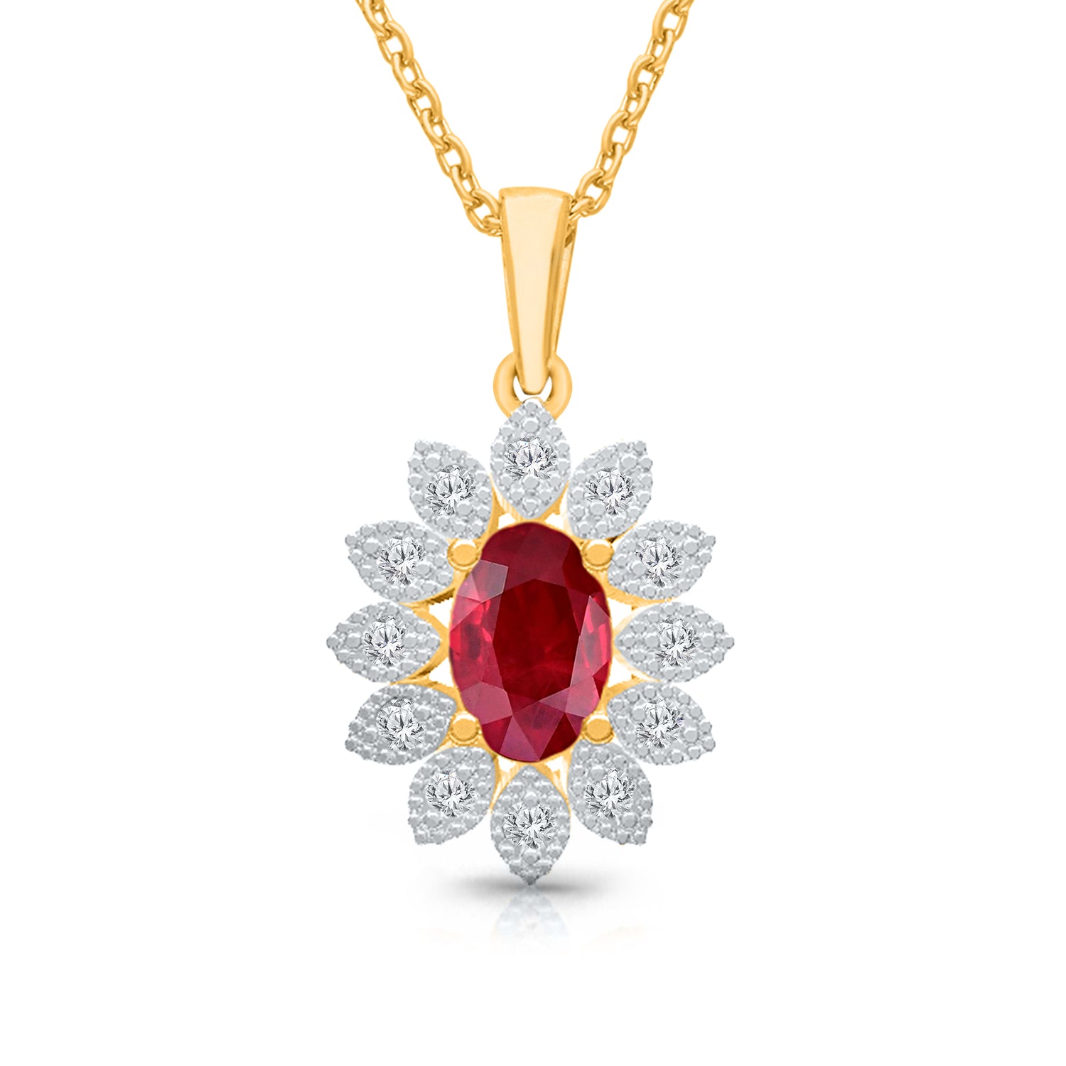 Kallati Ruby Diamond Halo Pendant