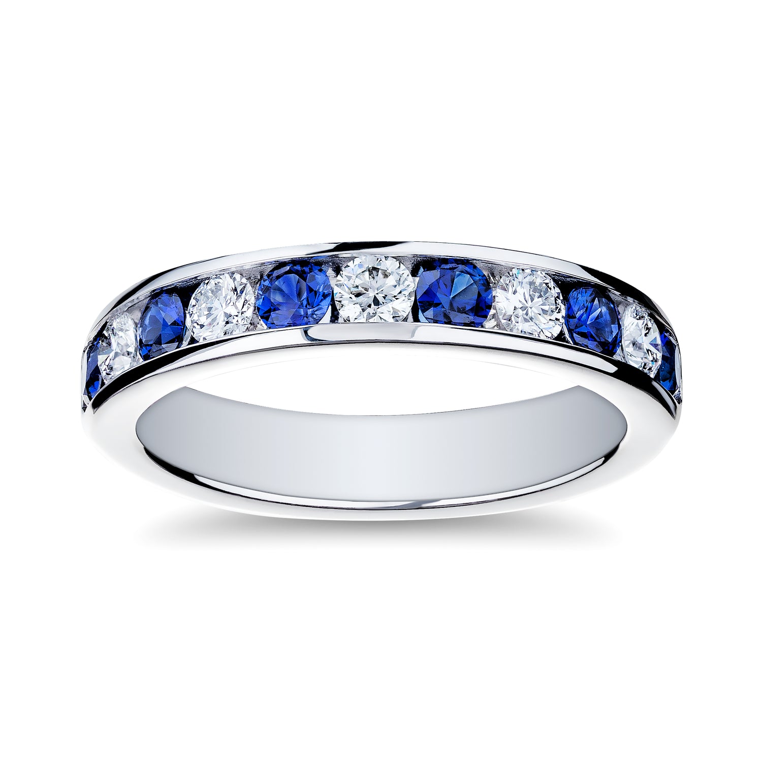 1.11ctw Diamond Sapphire Platinum Band