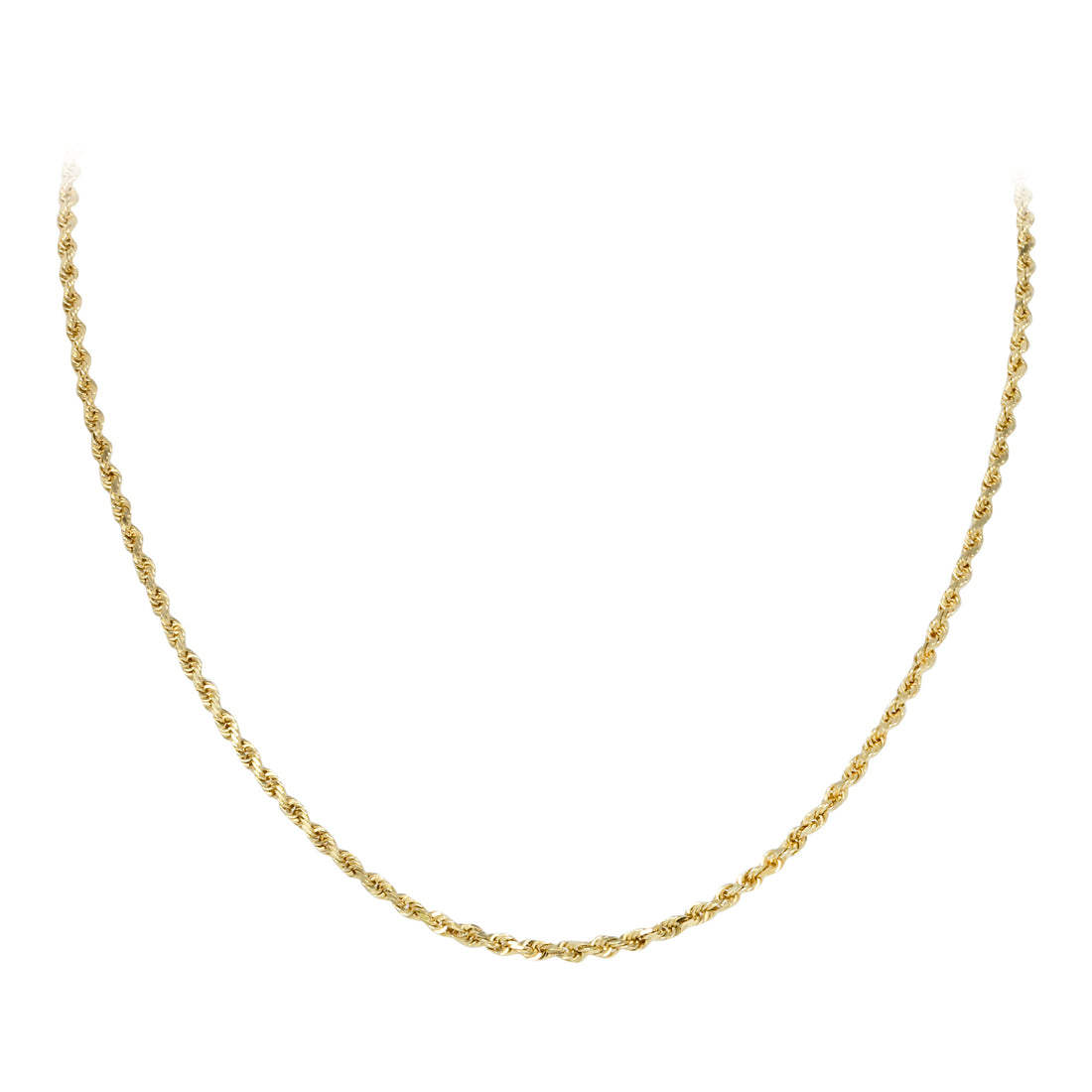 18&quot; 2mm Diamond Cut Rope Chain Necklace