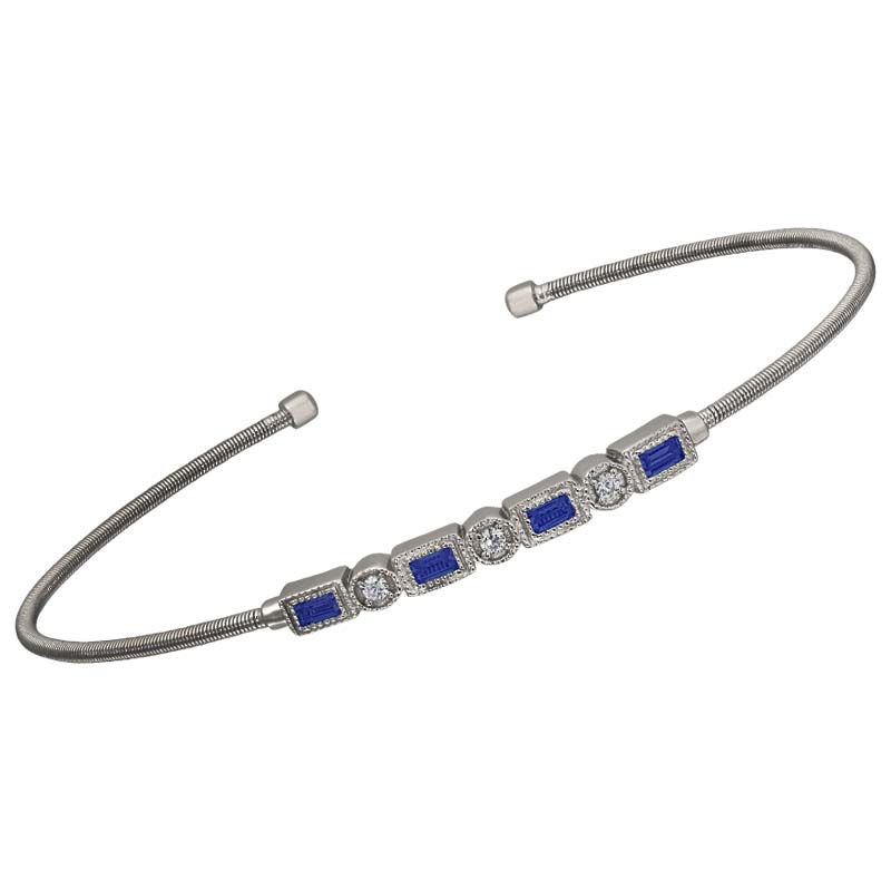 Bella Cavo Diamond Sapphire Cuff Bracelet