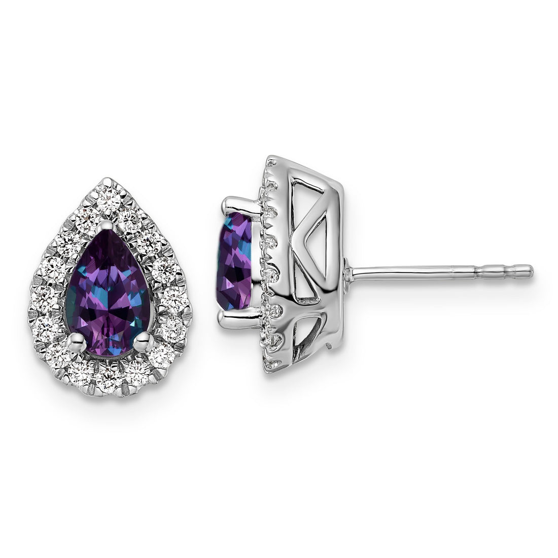 Alexandrite Diamond Halo Earrings