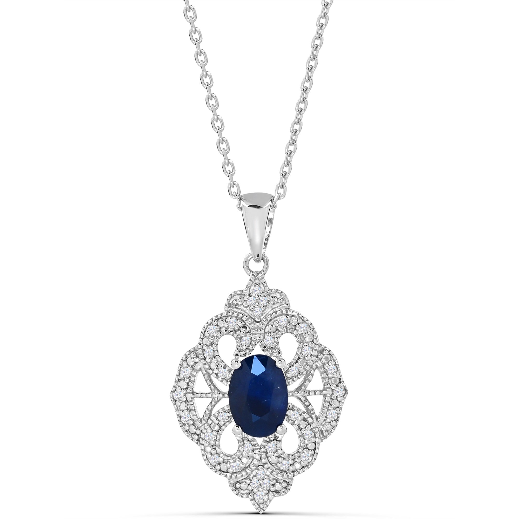 Diamond Sapphire Antique Style Pendant