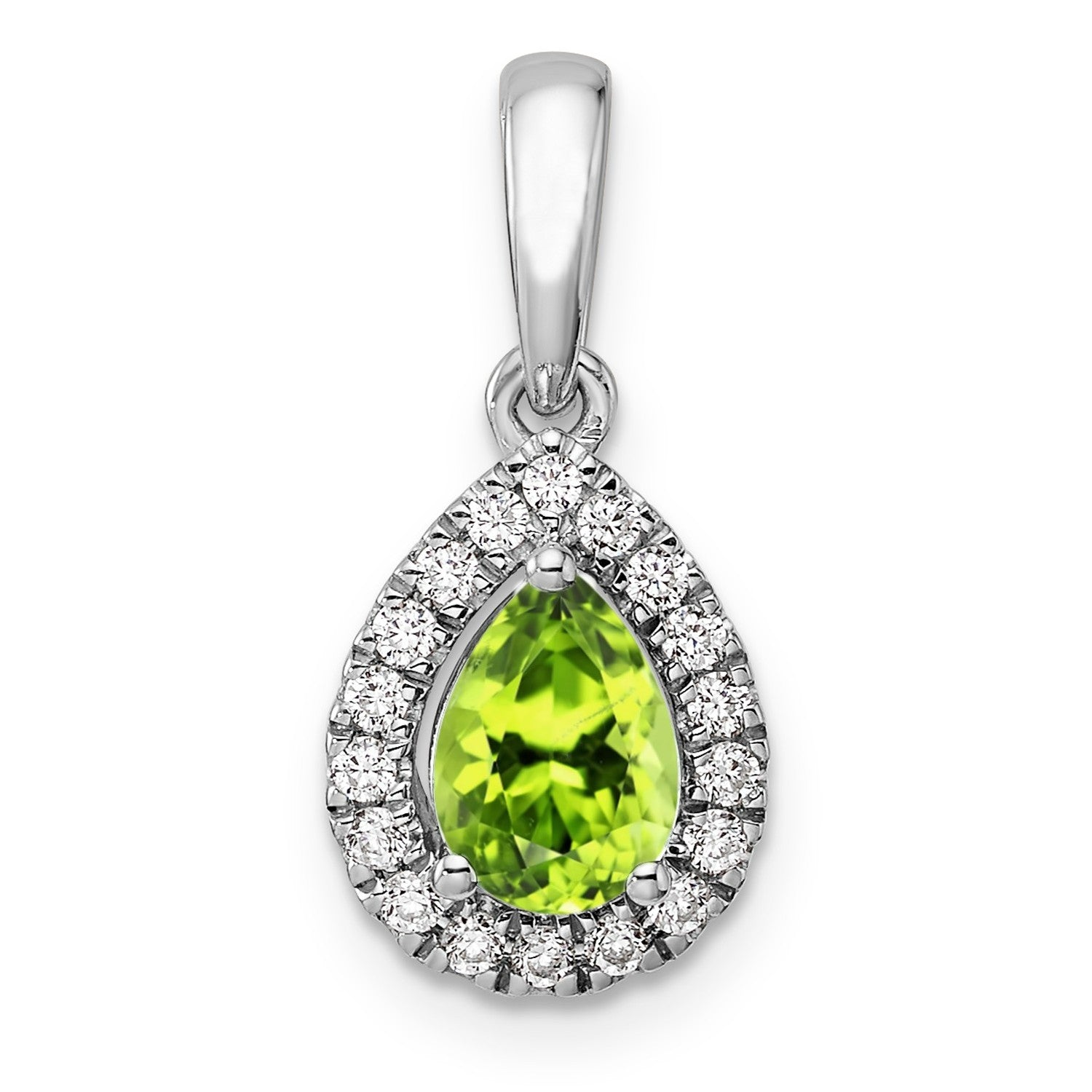 Peridot Diamond Halo Pendant