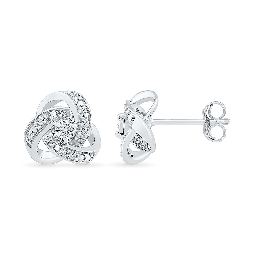 .05ctw Diamond Love Knot Stud Earrings