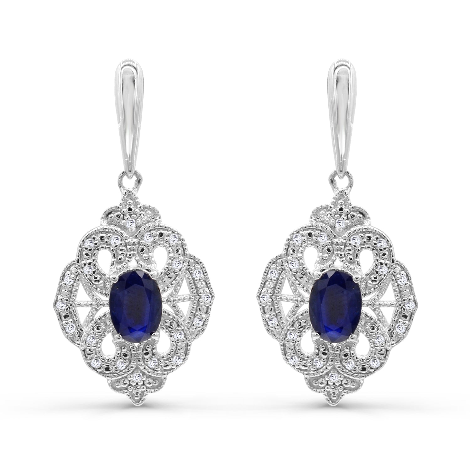 Diamond Sapphire Antique Style Earrings