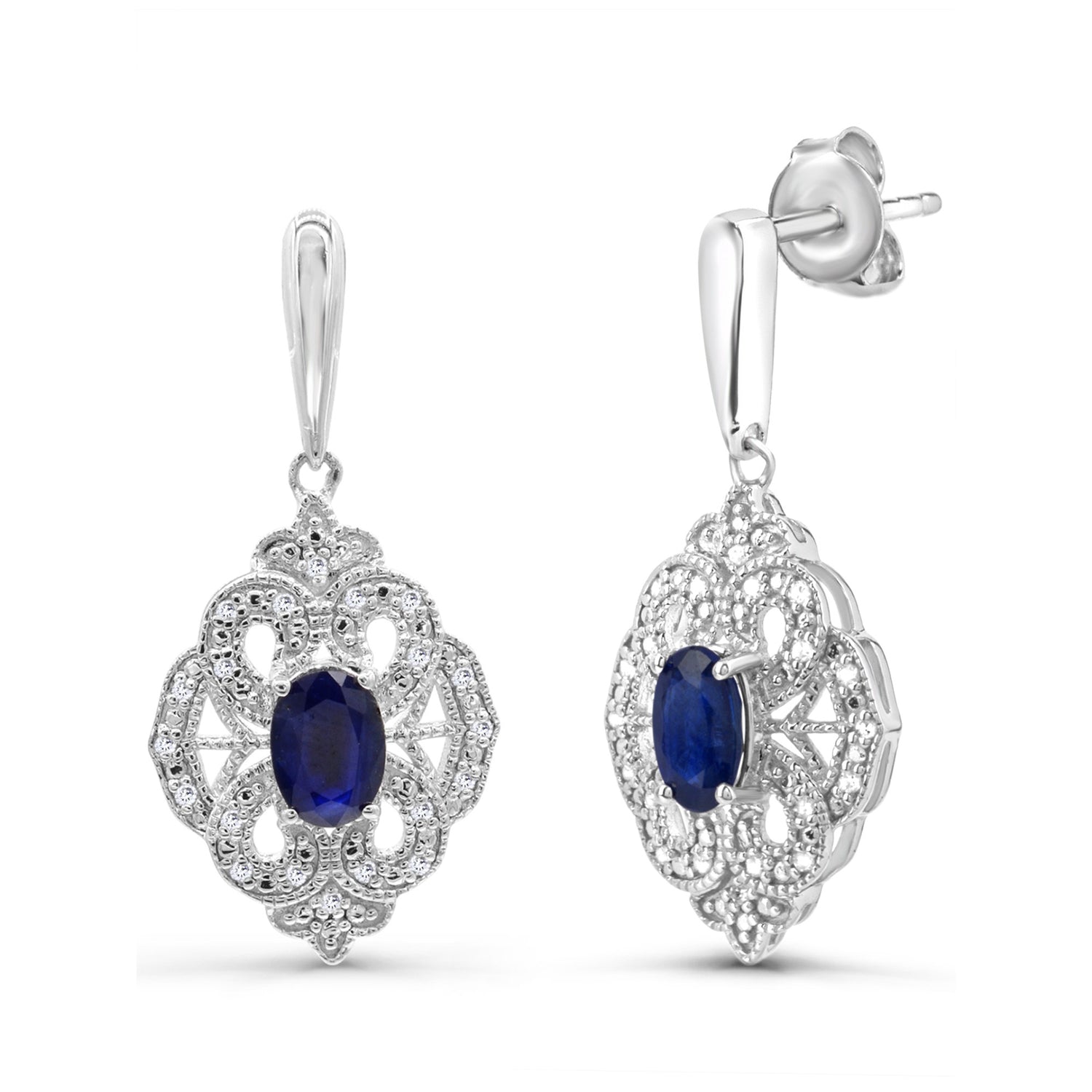 Diamond Sapphire Antique Style Earrings