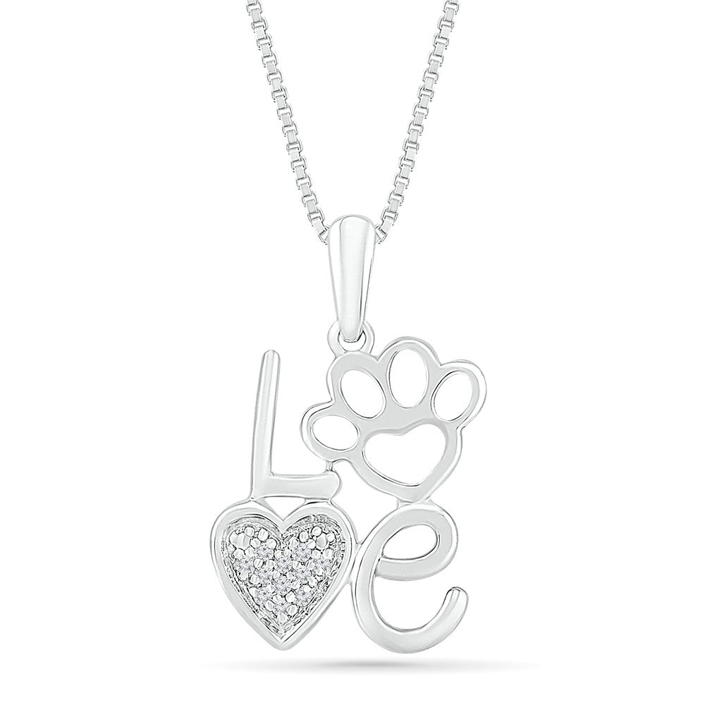 .01ctw Diamond Love Paw Heart Pendant