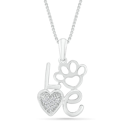 .01ctw Diamond Love Paw Heart Pendant