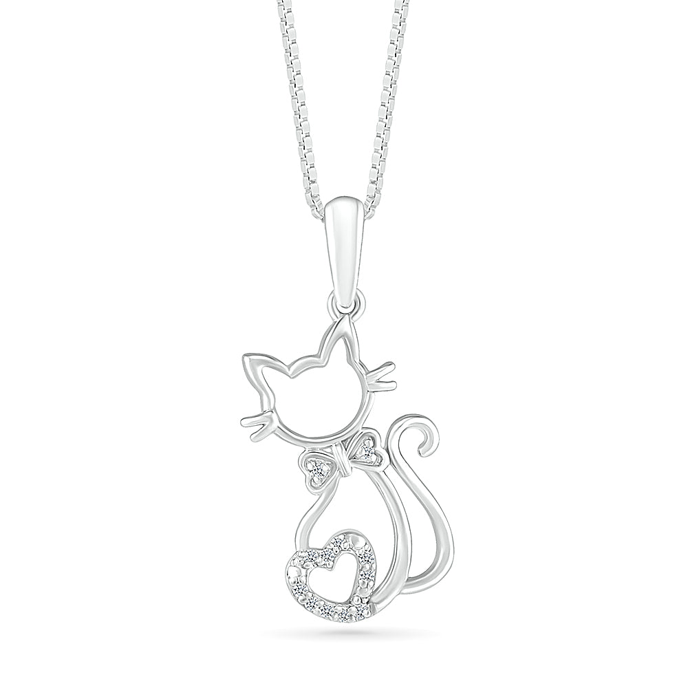 Diamond Open Cat Pendant