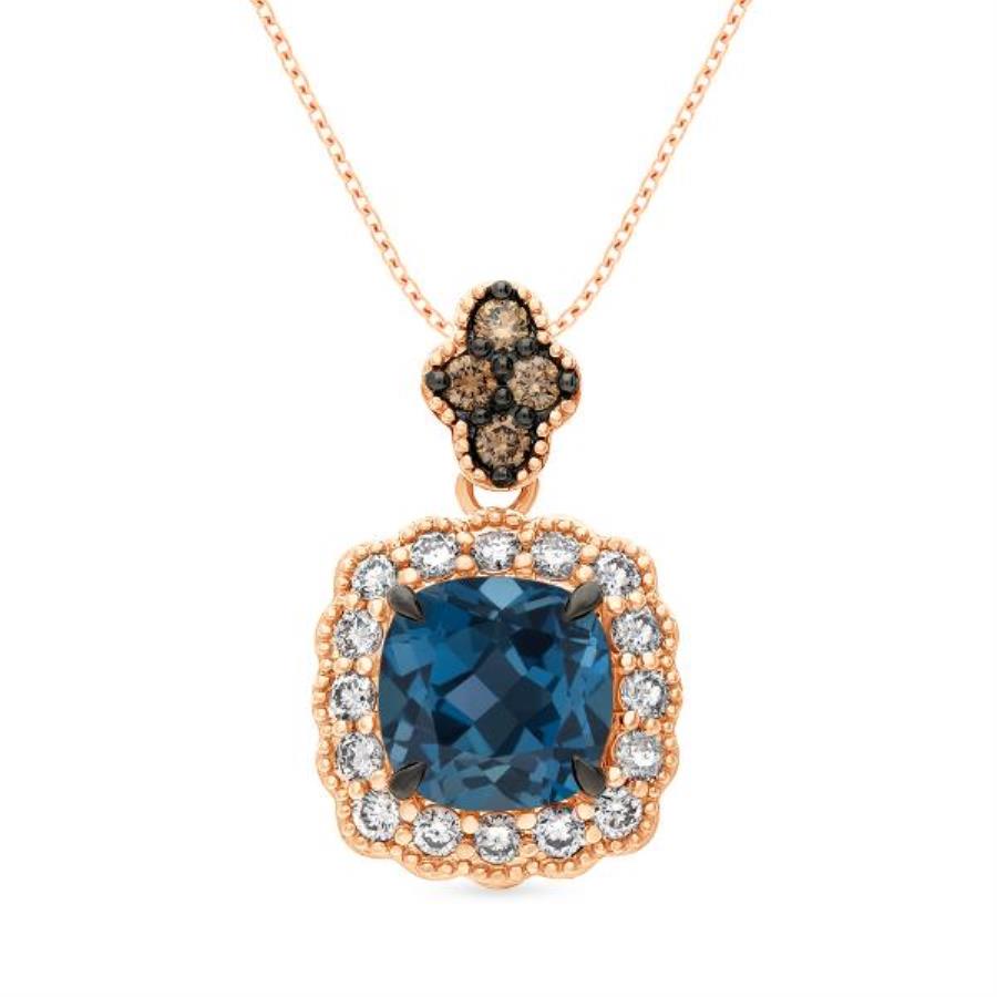 Le Vian Deep Sea Blue Topaz™ Diamond Halo Pendant