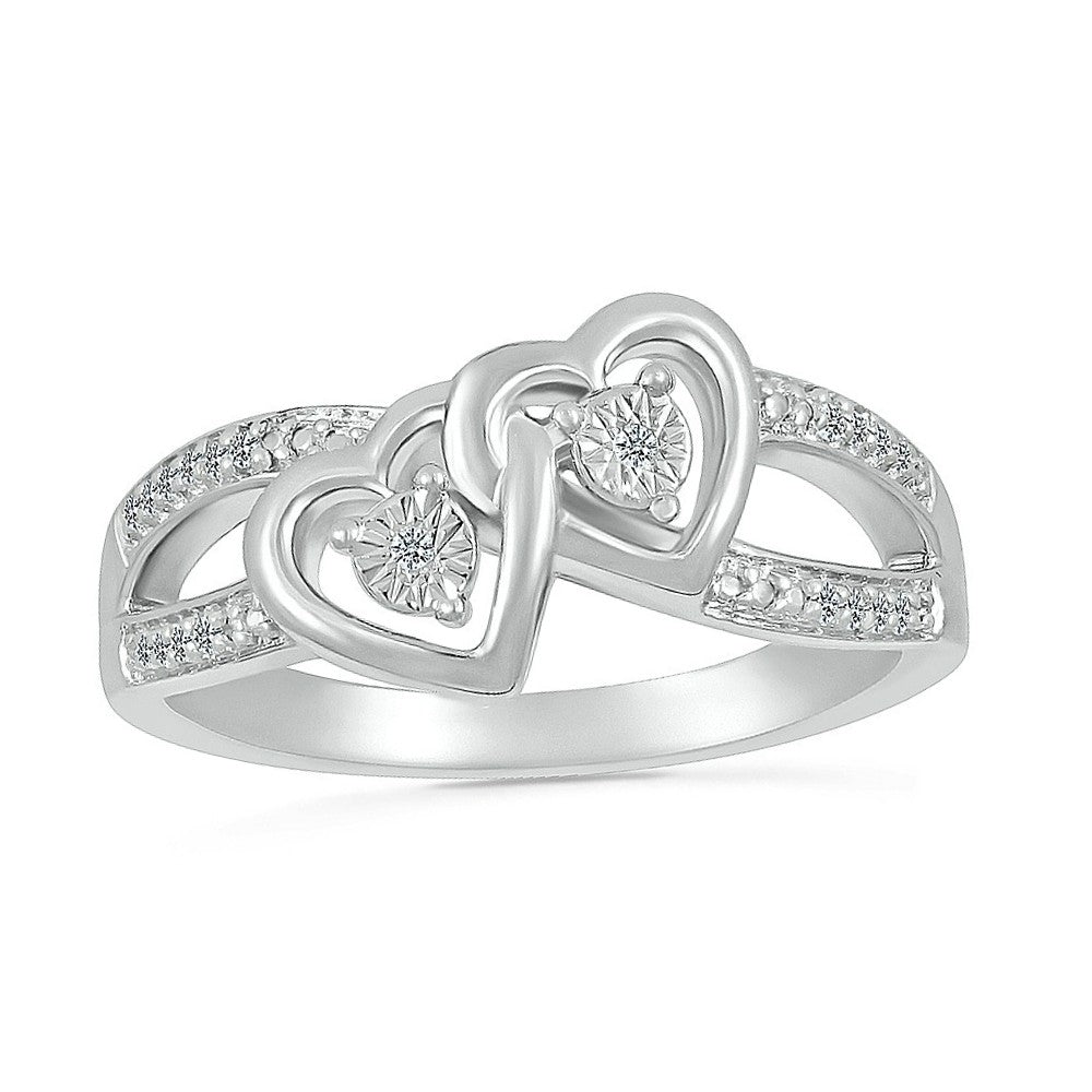 .05ctw Diamond Double Heart Ring