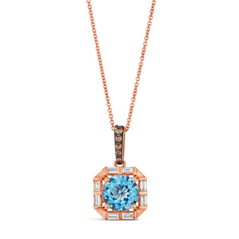 Le Vian Blue Topaz Diamond Halo Pendant