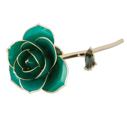 24kt Gold Dipped Genuine Rose-Daring Turquoise