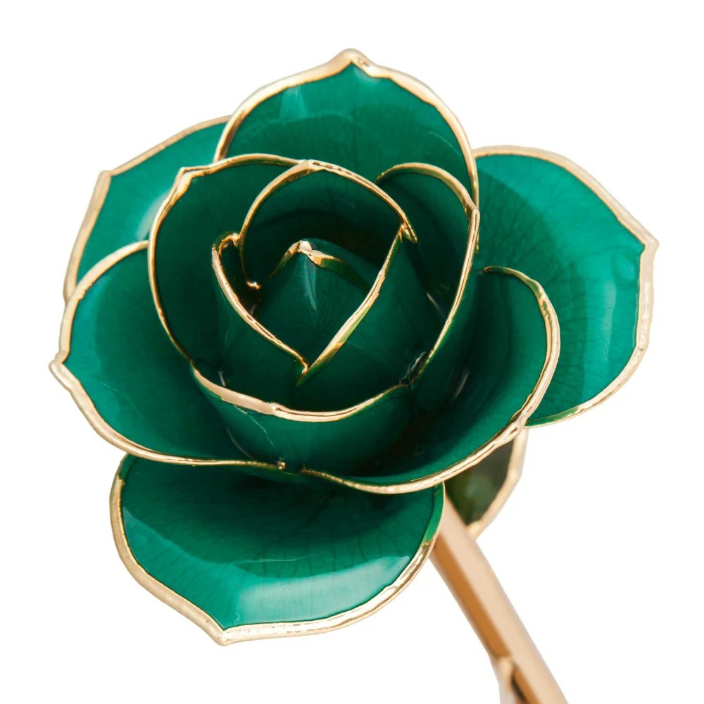 24kt Gold Dipped Genuine Rose-Daring Turquoise